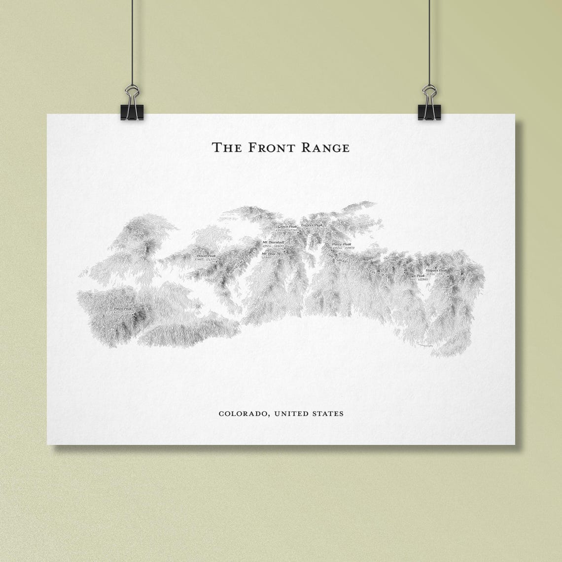 Colorado Front Range Terrain Sketch Map Wall Art - Etsy