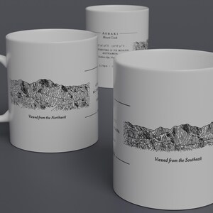 Aoraki / Tasse à croquis recto-verso Mt. Cook (point le plus élevé de Nouvelle-Zélande) montrant deux dessins du sommet