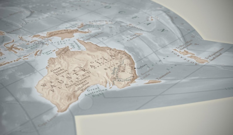 World Physical Map in Asymmetric Monstrosity Projection - Etsy