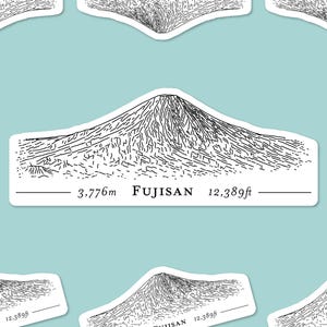 Adesivo de vinil para laptop ou garrafa com o Monte Fuji / Fujisan Sketch (ponto mais alto do Japão) | Adesivo de mapa de terreno