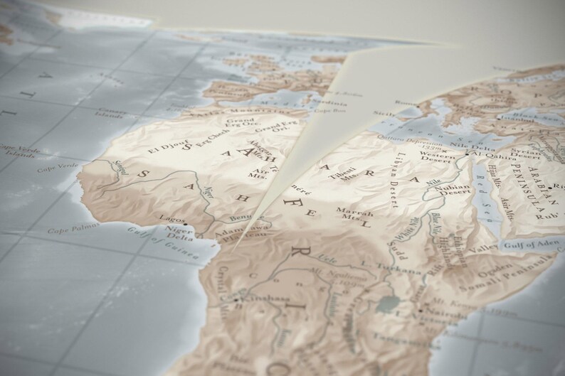 World Physical Map in Asymmetric Monstrosity Projection - Etsy