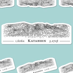 Katahdin Sketch Vinyl Laptop oder Flaschenaufkleber (Nördliches Ende der Appalachian Spur) | Gelände Map Sticker