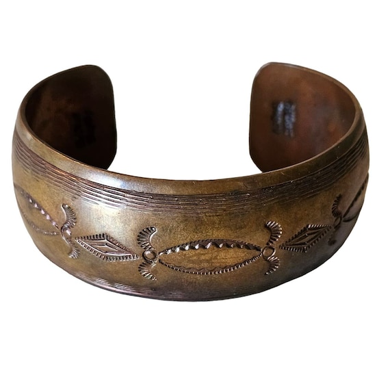 Vintage Gilbert Begay Navajo Copper Cuff Bracelet… - image 1
