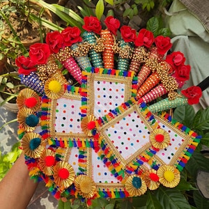 Juego de conos y bindis de mehandi hechos a mano, recuerdos de boda (12 piezas)