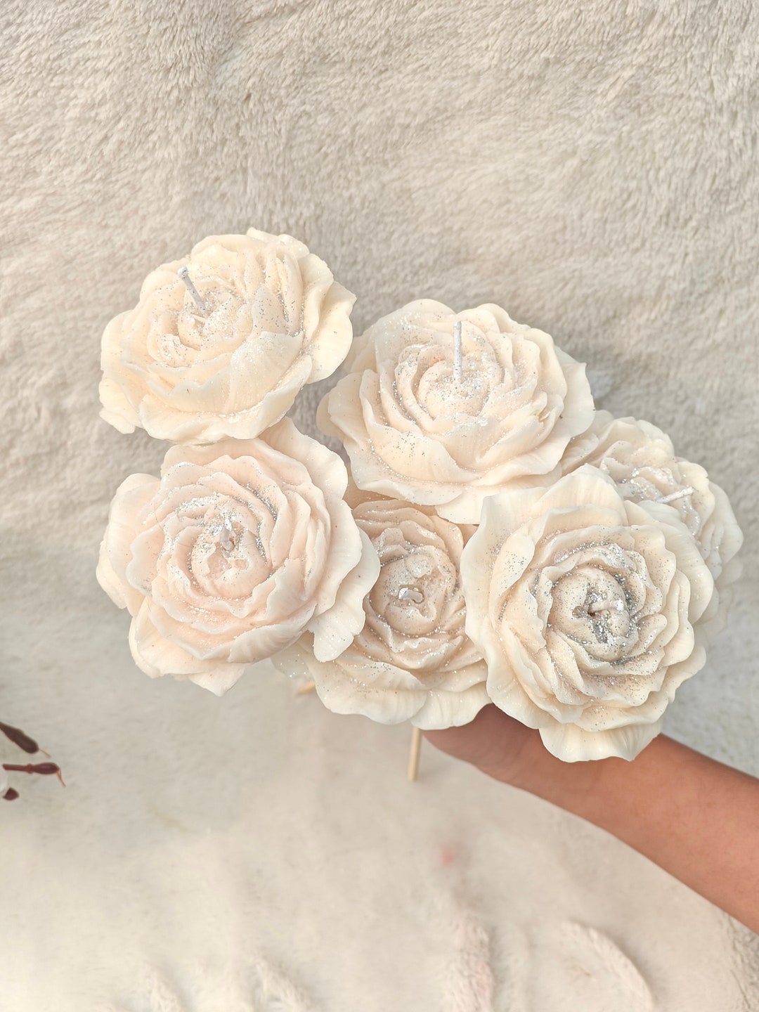 CANDLES Scented Set of 6 Roses small Peonycandles for Valentine's Gift ...