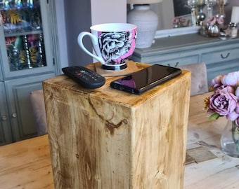 2 x Chunky reclaimed wooden stand/occasional tables. 60cm high in Georgian Medium Oak