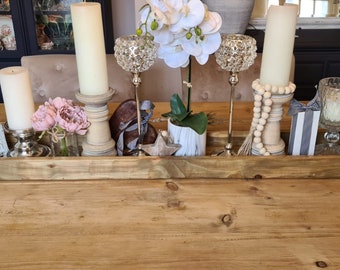 Rustic Wooden Display Tray, Farmhouse Centerpiece, 18cm Wide