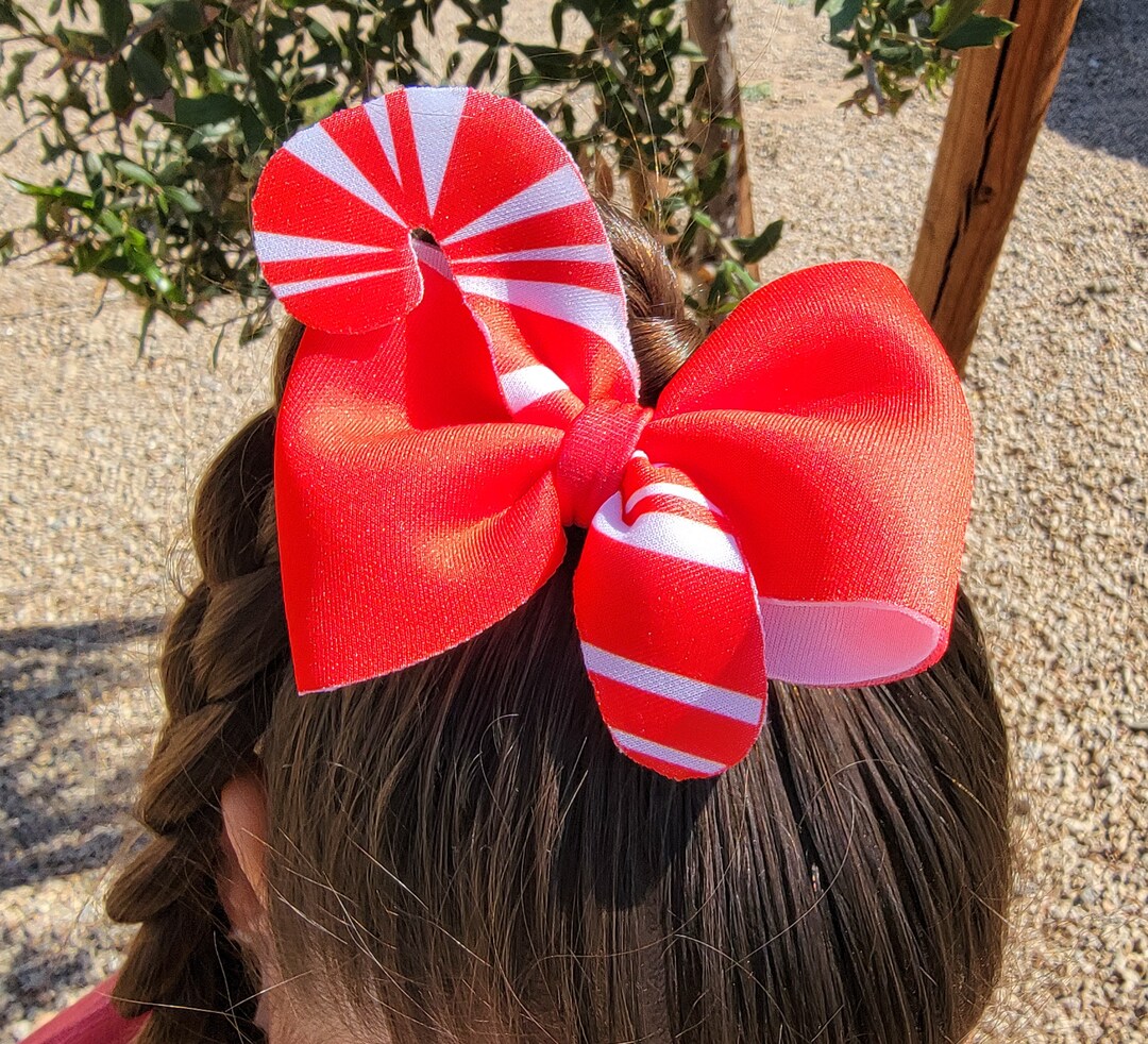 Candy Cane Bow Candy Cane Hair Bow Candy Cane Hair Clip Etsy