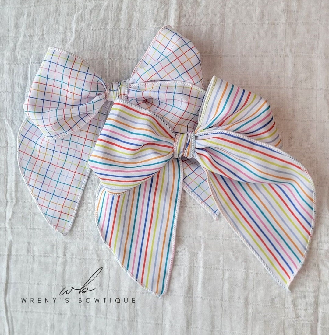 Rainbow Fable Bow, Fable Hair Bow, Rainbow Hair Bow, Rainbow Stripe Bow