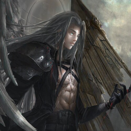 Handmade oil painting on canvas on demand, handcrafted wall artwork - Video Games fan art - shops Final Fantasy Sephiroth 2 wall art hand painted