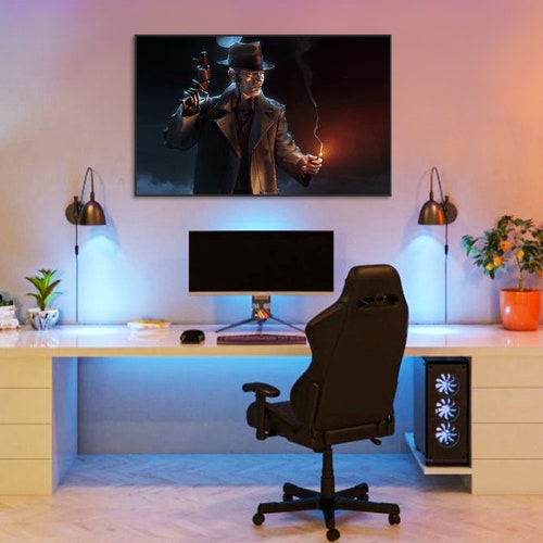 Handmade oil painting on canvas on demand, handcrafted wall artwork - Video Games fan art - Fallout Nick Valentine 1 shops Fan Art oil portrait