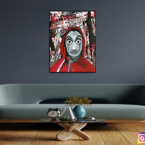 Handmade oil painting on canvas on demand - MOVIES & shops SERIES Fantasy - The Money Heist 11, painting Fine oil canvas handcrafted home décor