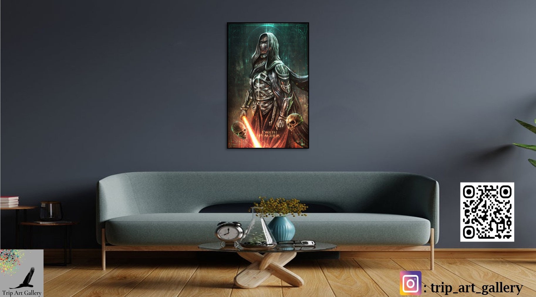 Science Fantasy print wall art oil canvas handcrafted home décor Evil Master Annah portrait 3 Handmade oil painting on canvas on demand