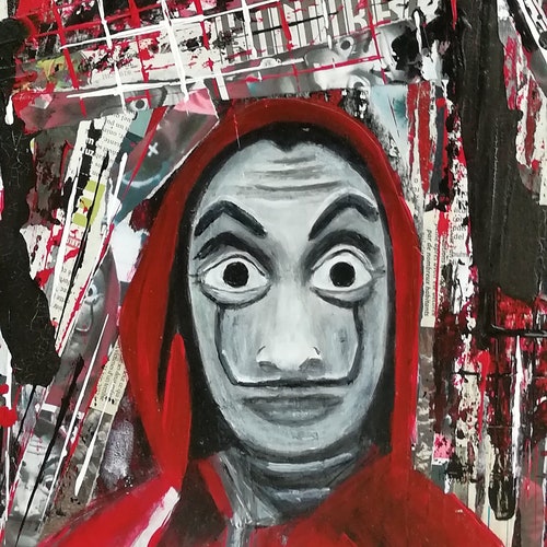 Handmade oil painting on canvas on demand - MOVIES & shops SERIES Fantasy - The Money Heist 11, painting Fine oil canvas handcrafted home décor