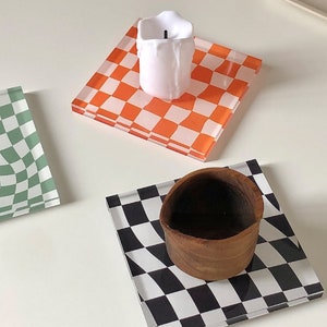 Checkerboard Coaster | Colorful Cup Coaster | Mug Coaster | Playful Coaster | Acrylic Coaster |  Placemats for Cups | Photography Props