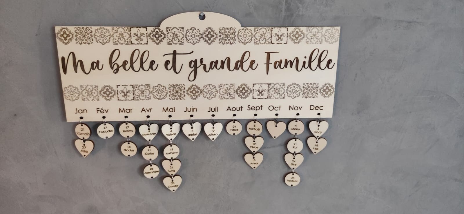 Calendrier en Bois Personnalisé