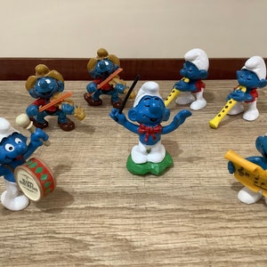 Vintage Smurf Musician Figurines— sold separately
