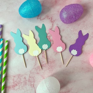 Easter CupCake Topper, Easter Party Decoration, Bunny Birthday Party, Bunny Cupcake Toppers, Rabbit Shaped Cupcake Toppers.
