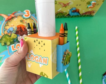 Coloring Activity Box, Dinosaur Party Decorations, Coloring Box, Dinosaur Birthday Box, Dinosaur Coloring Box, Dinosaur Birthday, T-Rex Box.