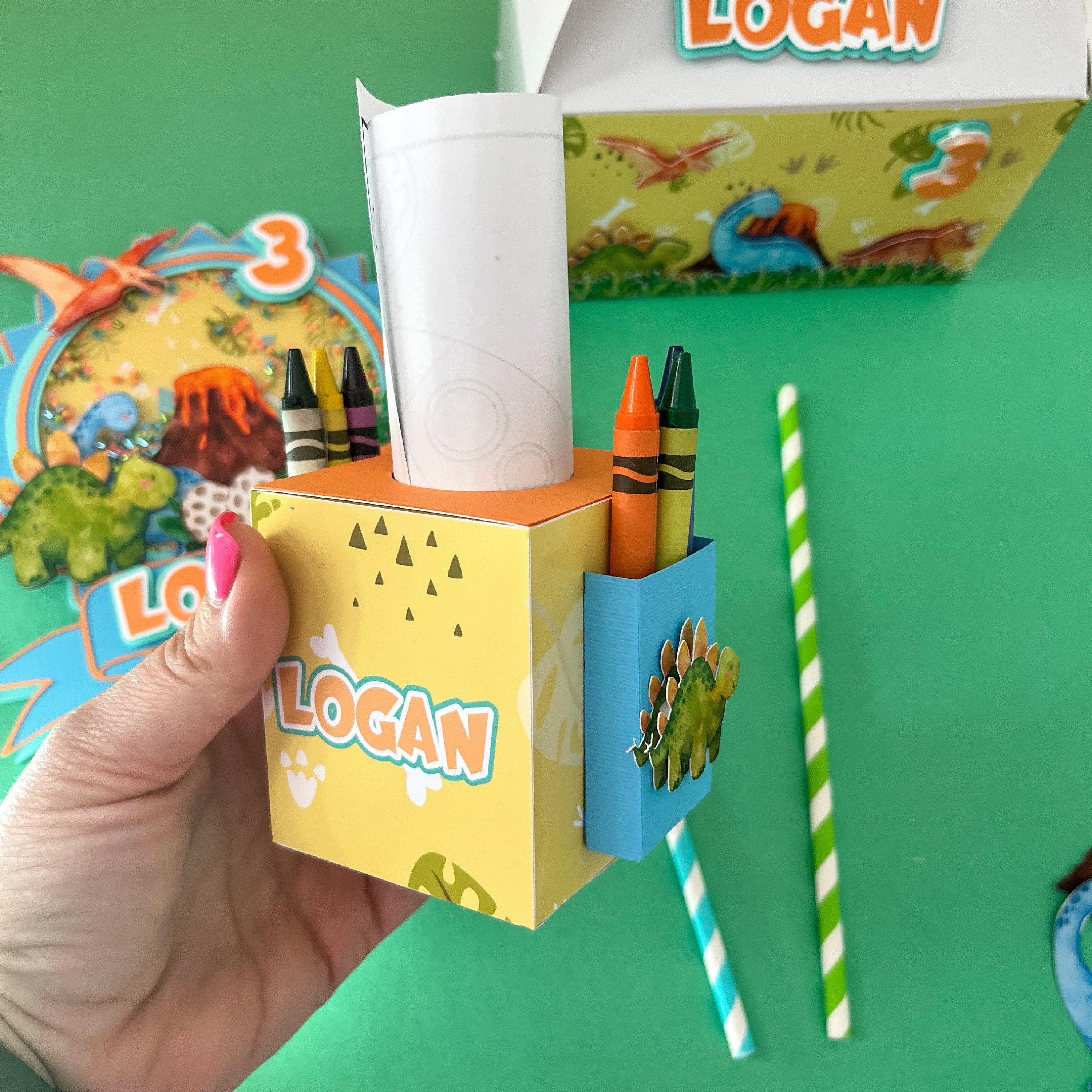 Coloring Activity Box, Dinosaur Party Decorations, Coloring Box ...