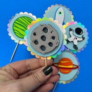 Outer Space Cupcake Topper, Space Party Decoration, Boy Space Birthday Party, Outer Space Birthday, Birthday Planets, Rocket Cupcakes