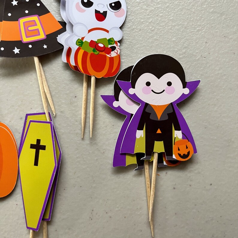 Halloween Cupcake Topper, 100 Piezas Doyomtoy Palillo De Halloween