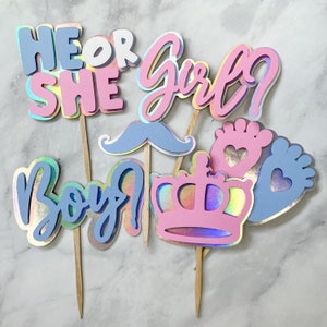 Gender Reveal Cupcake Topper, Gender Reveal Party, Boy or Girl Cupcake Topper, Baby Shower Party, Party Decorations, Boy or Girl Party.