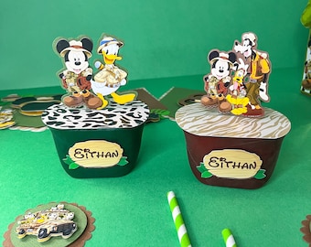 Scatola per feste Safari, decorazioni per feste Safari di Topolino, Pringles Safari di Topolino, festa a tema Safari, bomboniera personalizzata, scatola per bomboniere Safari
