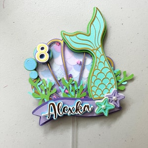Mermaid Cake Topper, Mermaid Party Decorations, 3D Cake Topper, Under The Sea Cake Topper, Mermaid Theme, Little Mermaid Cake Topper