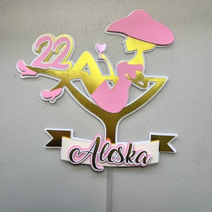 Girl Cake Topper, Tortenstecker, Partydekoration. Mädchen-Party, 21. Geburtstag, personalisierter Kuchendeckel für jedes Alter, Mode-Mädchen-Kuchendeckel