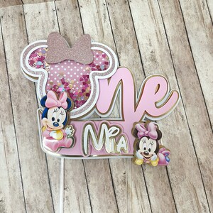 Minnie Mouse Cake Topper, Minnie Party Decorations, Minnie Mouse Party, Shaker Cake Topper, Cake Decorations, Minnie Mouse Pink