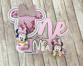 Minnie Mouse Cake Topper, Minnie Party Decorations, Minnie Mouse Party, Shaker Cake Topper, Cake Decorations, Minnie Mouse Pink