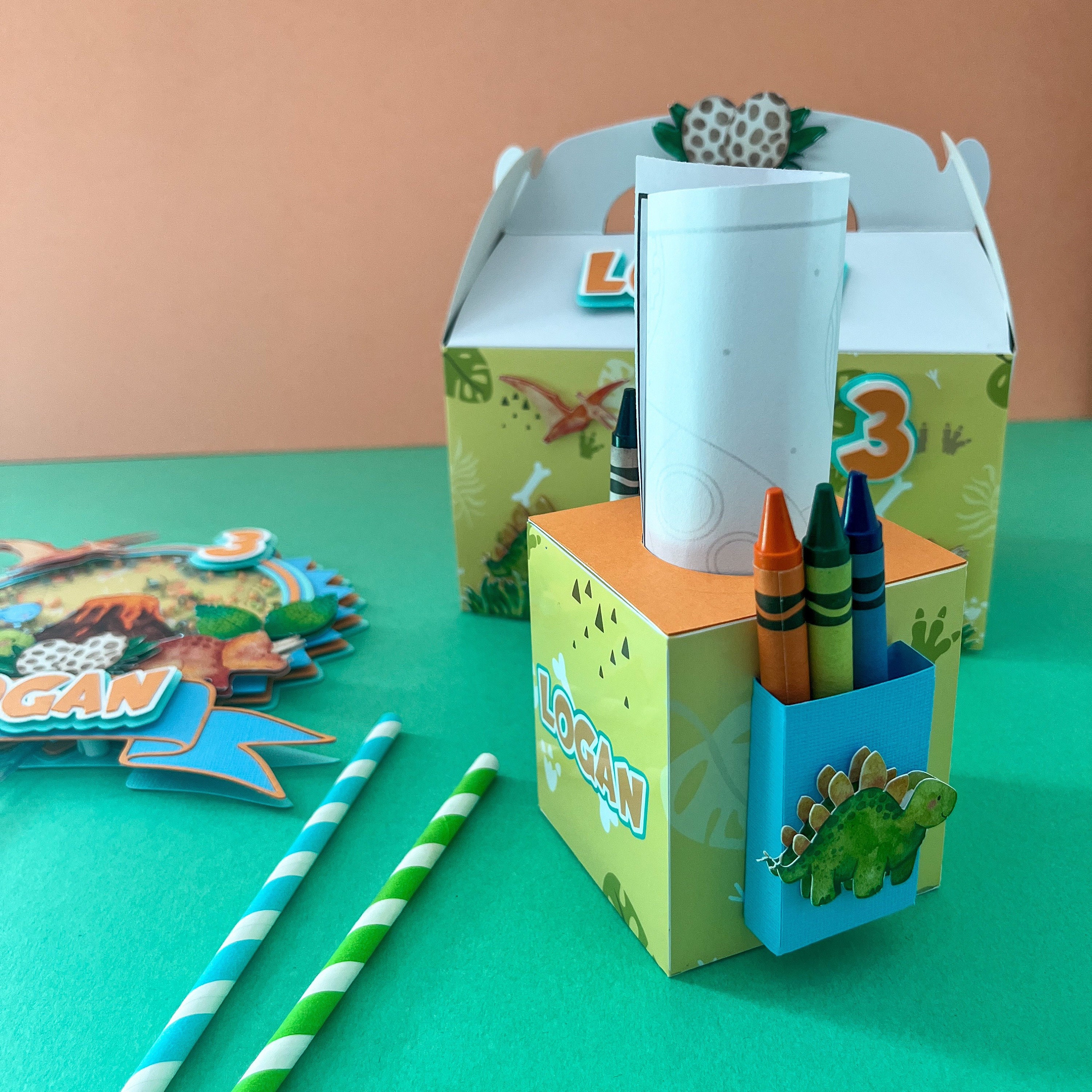 Coloring Activity Box, Dinosaur Party Decorations, Coloring Box ...