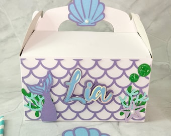 Mermaid Favor Boxes, Mermaid Party Decorations, Under The Sea, Mermaid Party Box, Mermaid Birthday Party, Mermaid Party Favors, Shell Box