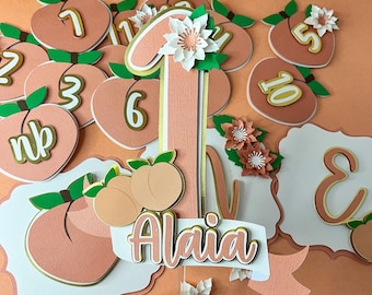 桃のケーキトッパー、桃のパーティーデコレーション、桃のように甘い、甘い桃、甘い桃の誕生日、小さな桃、女の子の誕生日パーティー。