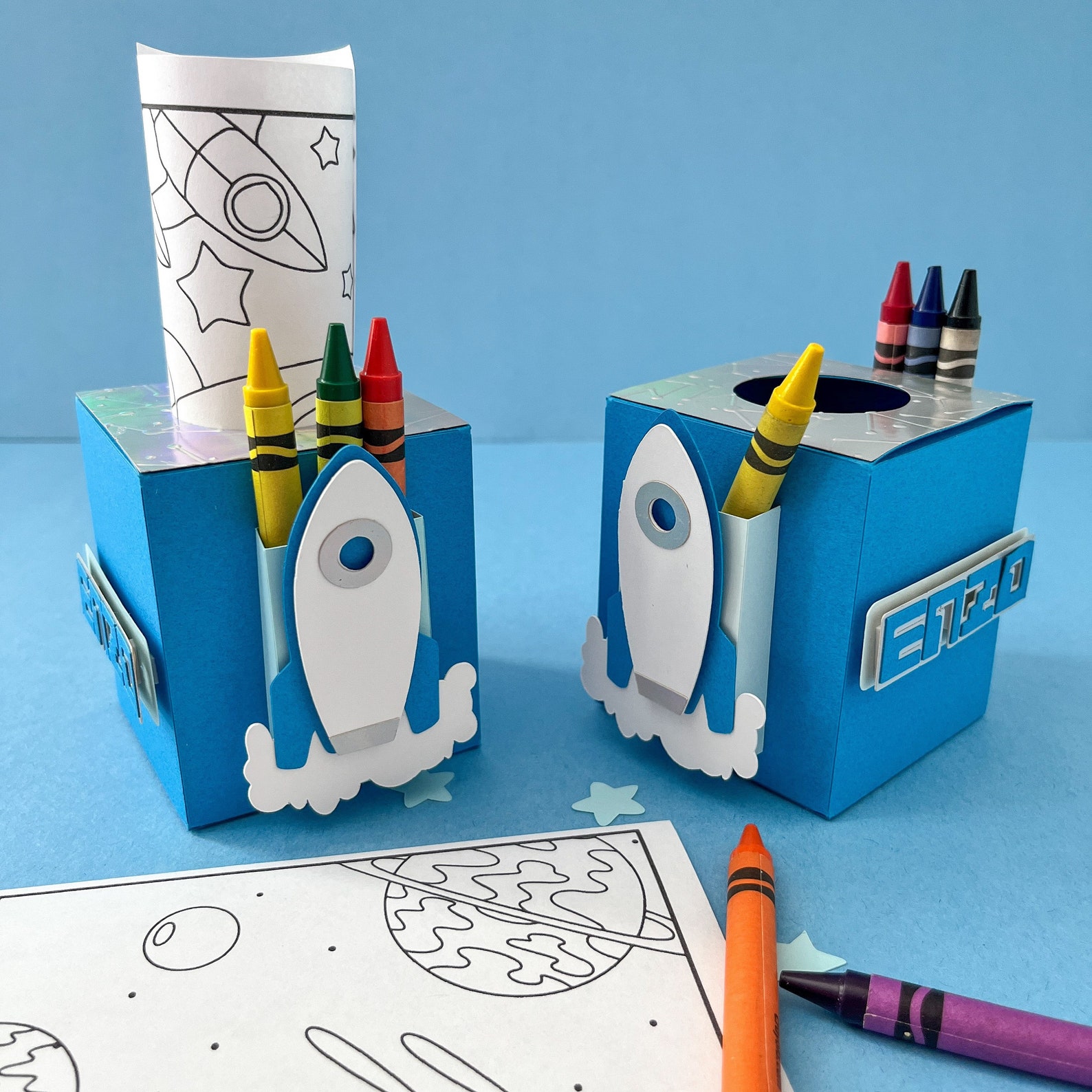 Coloring Activity Box, Party Decoration, Coloring Box, Space Birthday ...