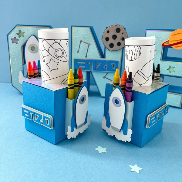 Coloring Activity Box, Party Decoration, Coloring Box, Space Birthday Box, Outer Space Coloring Box, Astronaut Birthday Coloring Box, Rocket