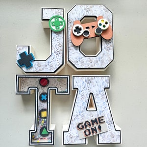 Letras 3D de jugador, decoraciones para fiestas de jugador, fiesta de cumpleaños de jugador, letra personalizada, decoración de jugador, fiesta de cumpleaños de niño.