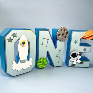 Letras 3D de Space Boy, Letra 3D, Cumpleaños del Espacio, Cumpleaños de Astronauta, Decoración de letras, Decoración del espacio