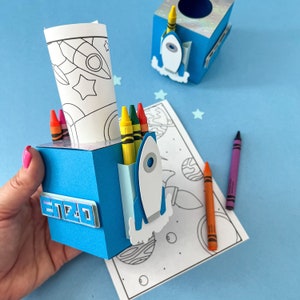 Coloring Activity Box, Party Decoration, Coloring Box, Space Birthday ...
