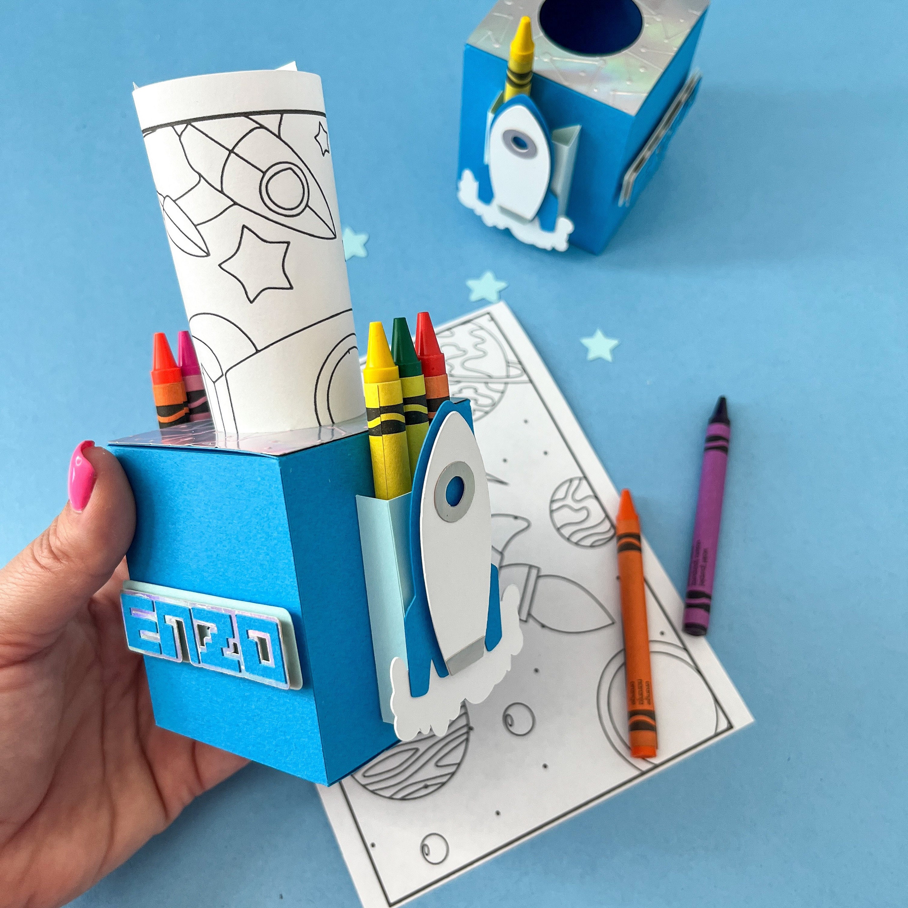 Spacemaker Coloring Box Coloring Activity Box, Party Decoration, Coloring Box, Space Birthday ...