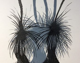 Xanthorrhoea : an original handmade linocut print