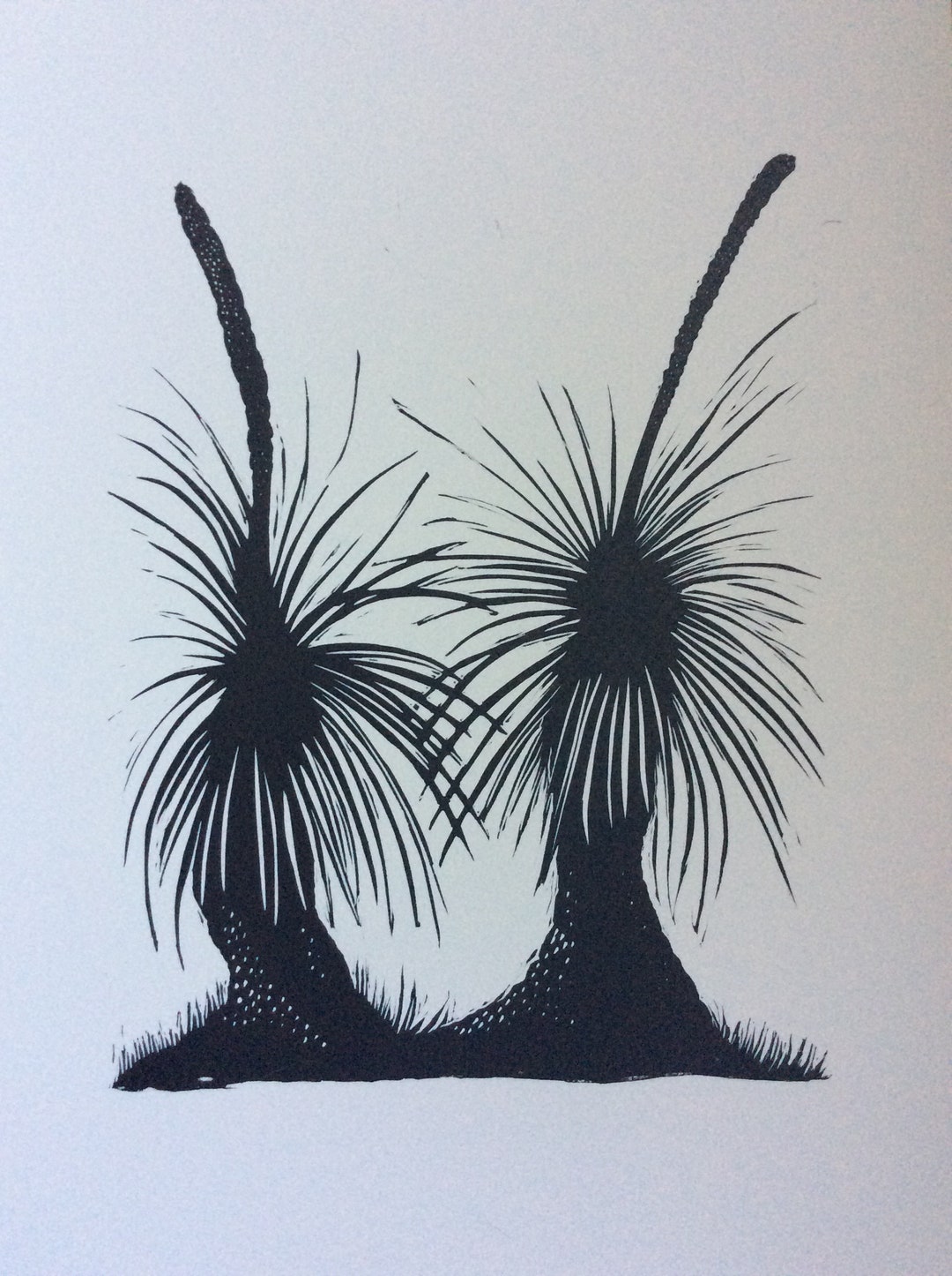 Grass Trees Linocut Print Etsy