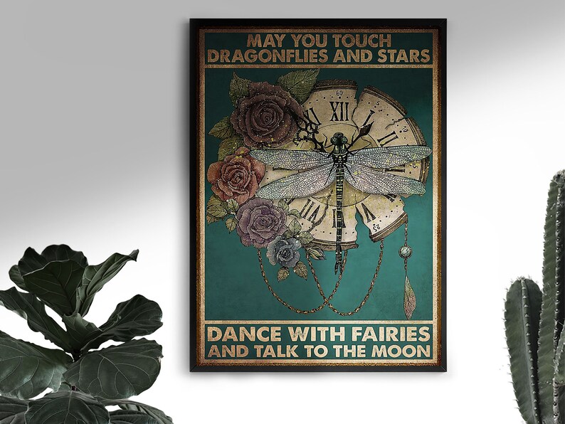 Targa In Metallo Vintage Retrò Con Scritta May You Touch Dragonflies