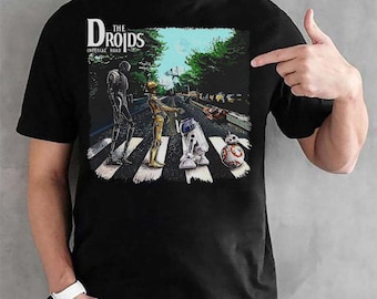 New Droids Abbey Road Starwars Inspired Design Printed Black T shirt All Sizes Youth funny shirts gift shirts Hoodie Sweatshirt Long Sleeve