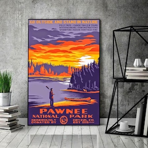Pawnee Nationalpark Poster, Go Outside and Stand in Nature Poster, Love Nature Canvas, Abenteuer Kunst Poster, Vintage Abenteuer Poster PNP1