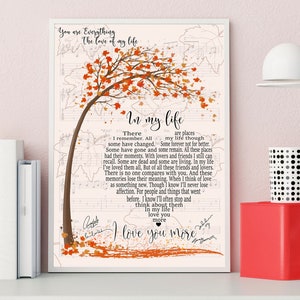 In My Life Lyrics Poster, In My Life Canvas, You are everything, The love of my life, Rubber Soul Music Album Wall Art, Love Song Home Decor