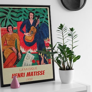 The Music (La Musique), 1939 by Henri Matisse, Fauvism art Exhibition Poster, Matisse Painting Prints, Matisse Guiatrist poster Painting