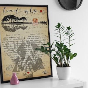 Queen - Love Of My Life Lyrics Poster, Kunstdruck, Posterdruck, Home Decor Geschenke, Wall Decor Poster Art Print Posterdruck