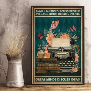 las mentes pequeñas hablan de la gente. las mentes promedio discuten eventos Poster, love book print art, Unframe Paper Poster Art Print poster print